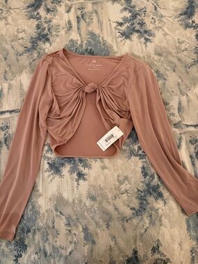 Heroine Sport Mauve Twist-Front Long Sleeve Crop Top